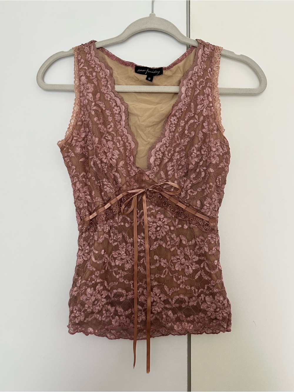 Vintage Ann Ferriday Pink Lace Delicate Top